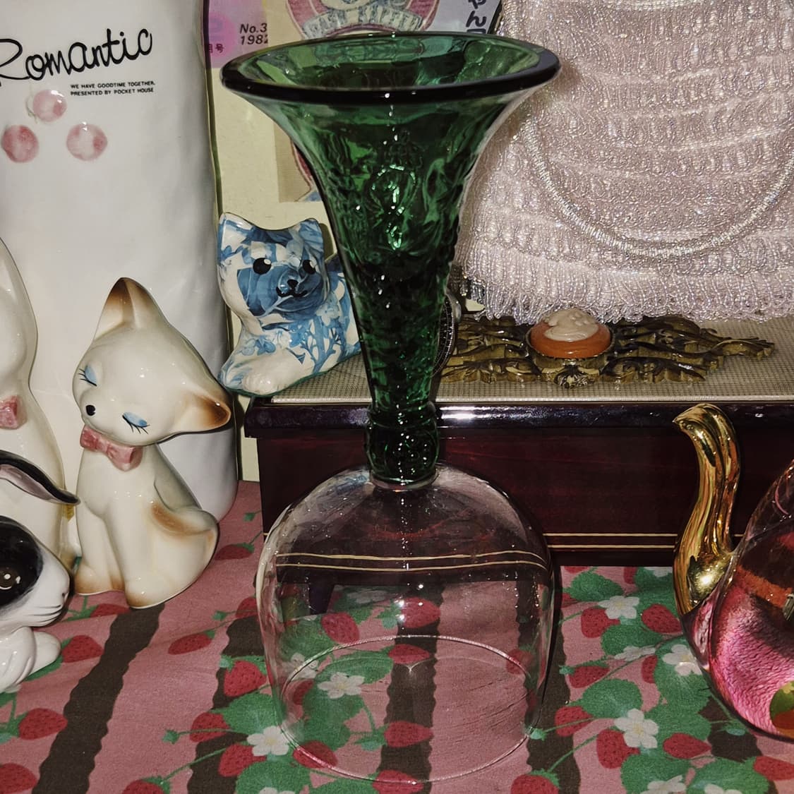 70s 사사키 그린 포도 넝쿨 빅 고블렛 1p 상품이미지8