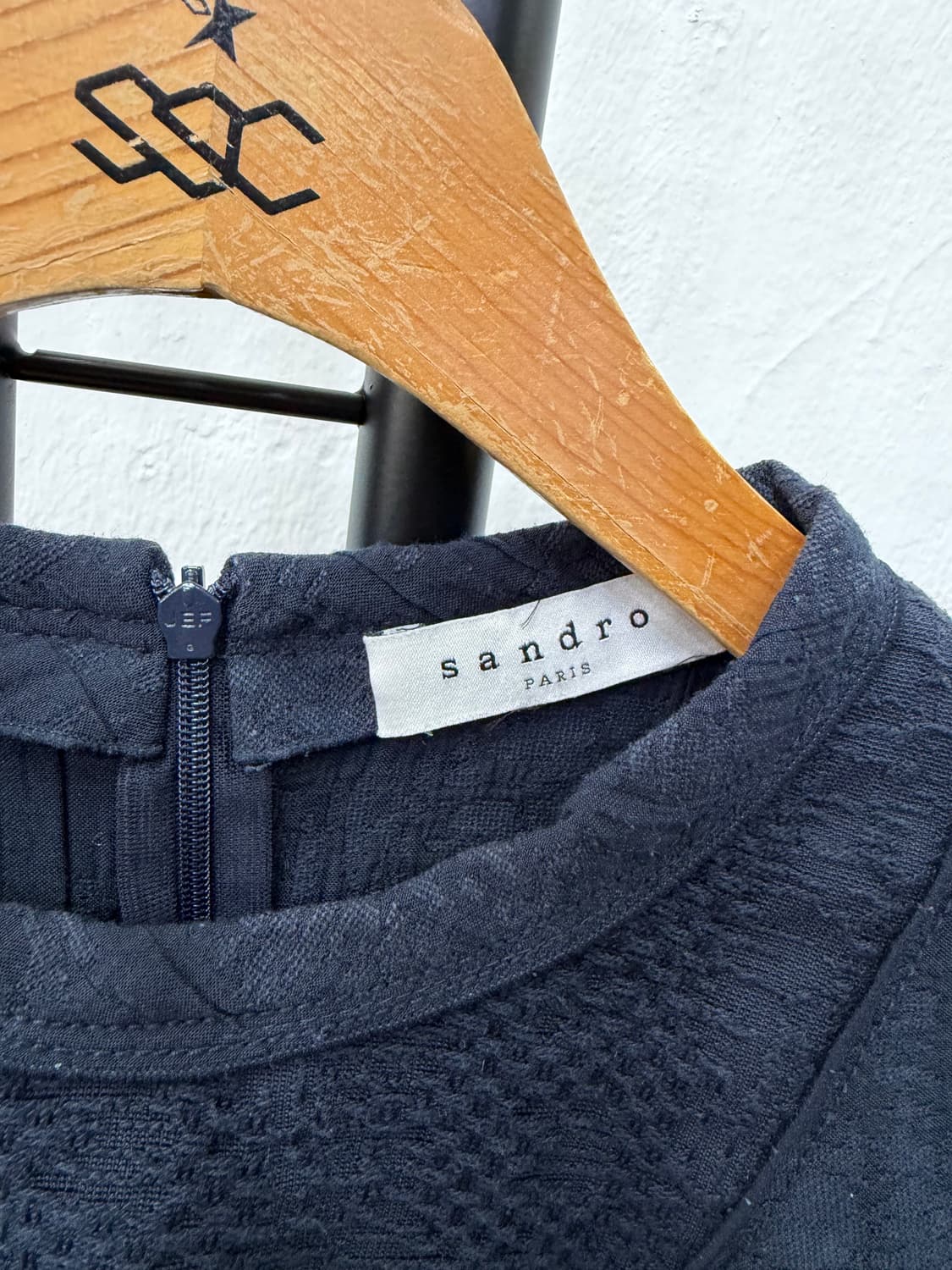 정품) Sandro 산드로 네이비 반팔 블라우스 36 상품이미지6