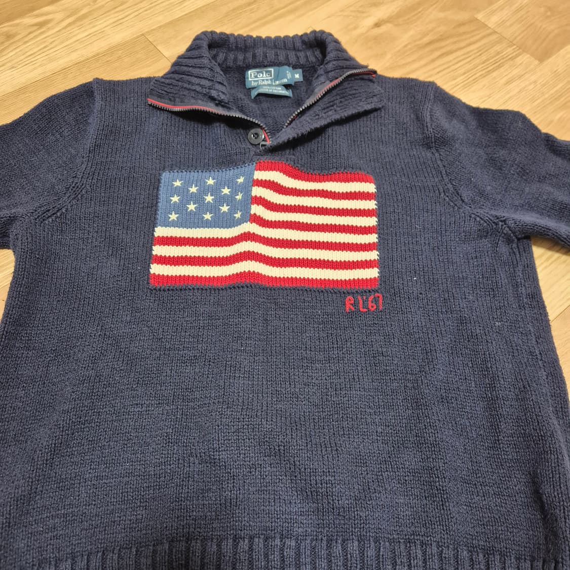 폴로 랄프 로렌 성조기 하프집업 니트 (네이비/M/실측100~105) 상품이미지1