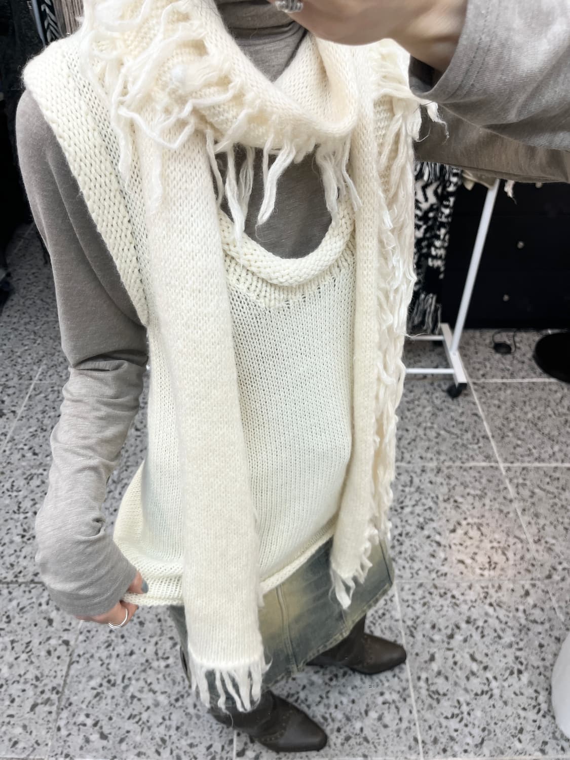 ivory cozy knit vest 상품이미지2