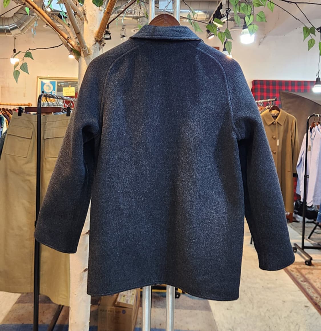 DAKS 닥스 일본판 울 블렌드 리버시블 (양면) 체크 벨트 빈티지 코트 상품이미지9