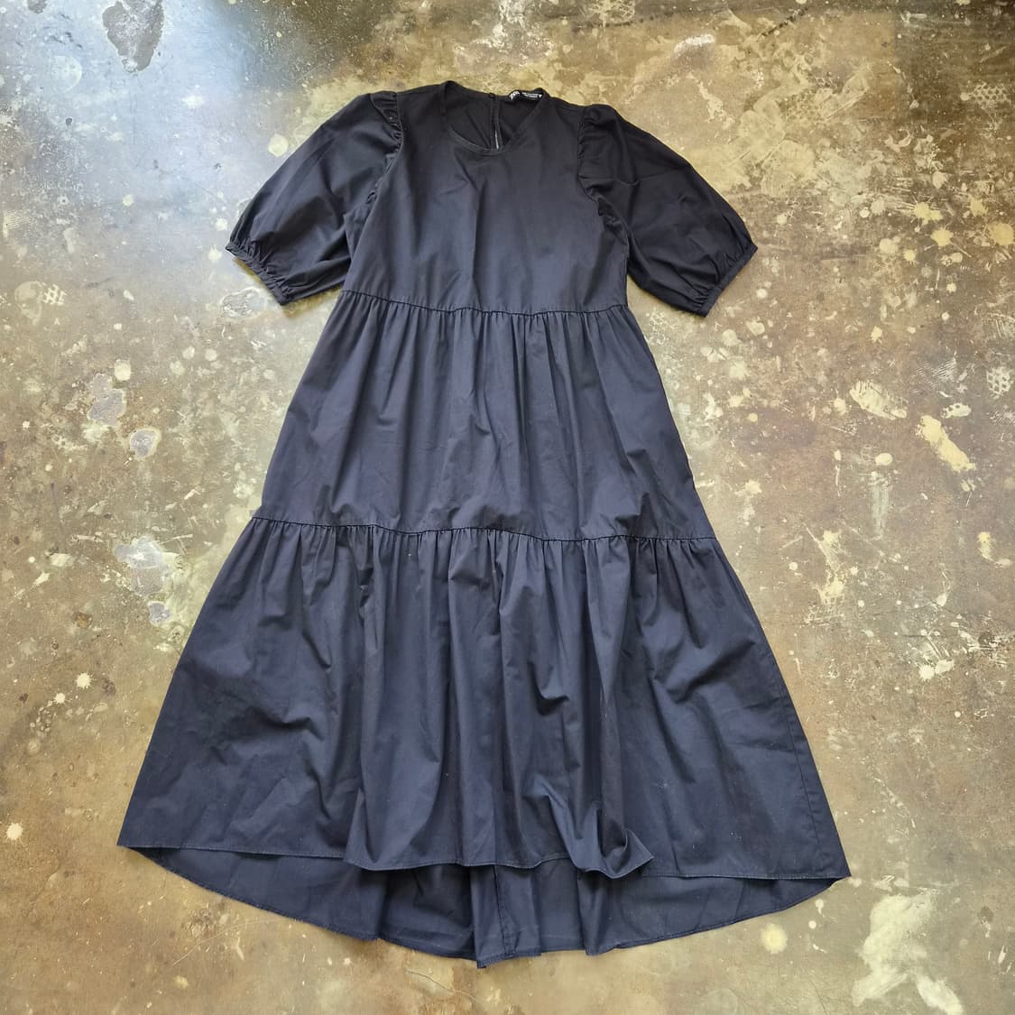 S) ZARA 자라 벌룬소매 블랙 롱 플레어 원피스 상품이미지3
