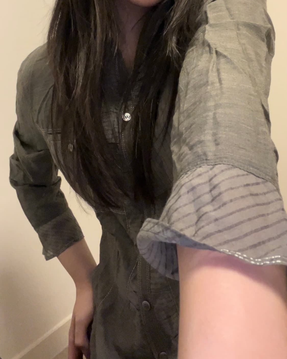 stitch+stripe point charcoal shirts 상품이미지6