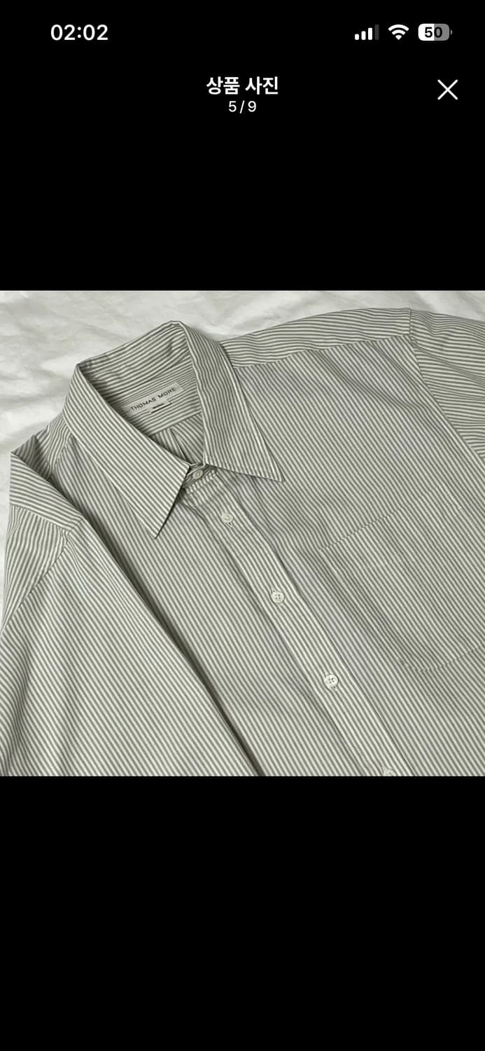 토마스모어 프렌치 스트라이프 셔츠 - 그레이 그린 s 상품이미지1