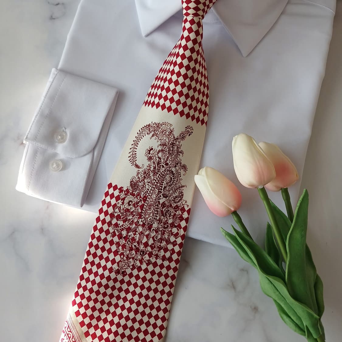 니노 세루티 실크 레드 패턴 넥타이 9.7cm A+등급 A19325
 상품이미지7