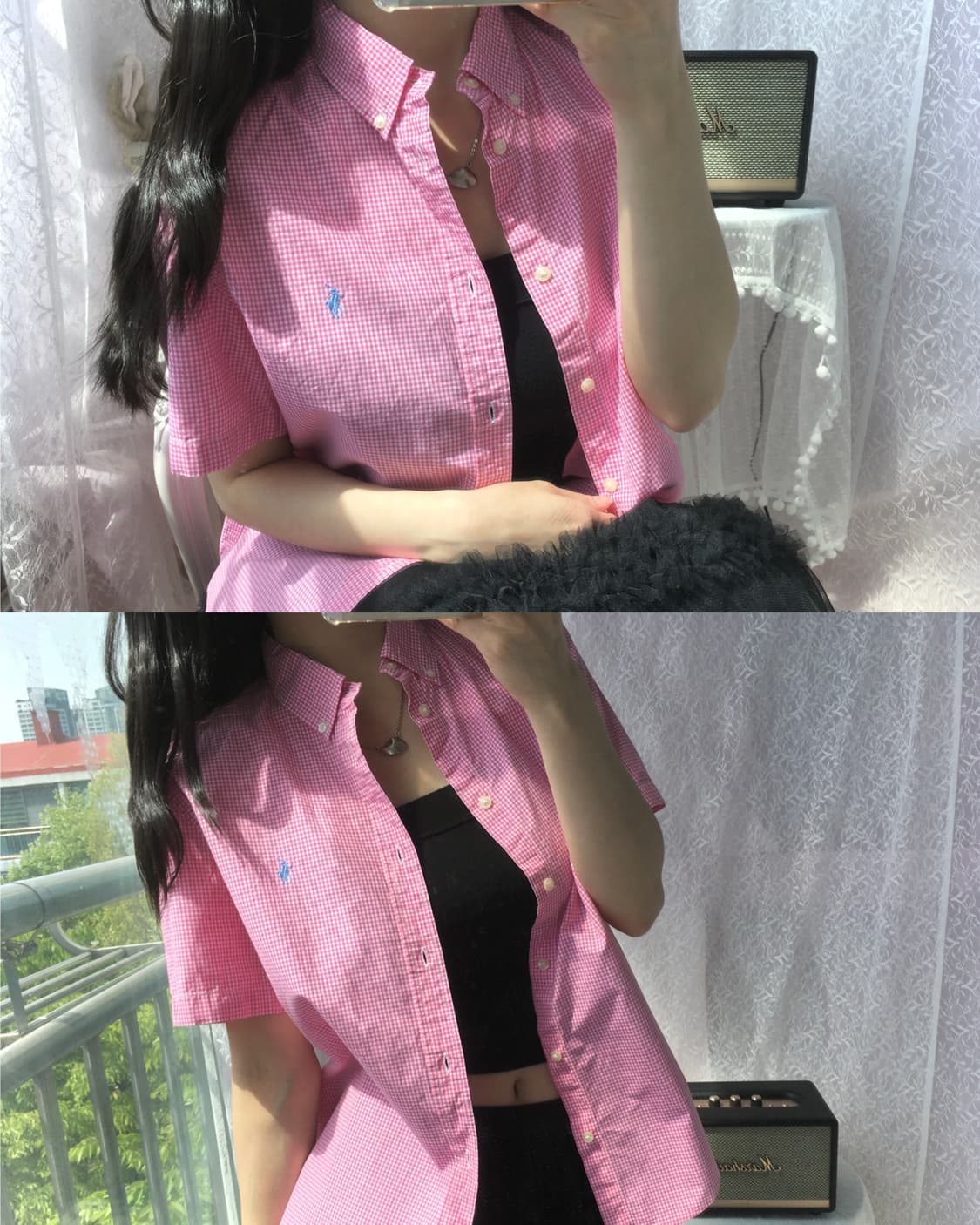 Polo strawberry pink check shirt 상품이미지2