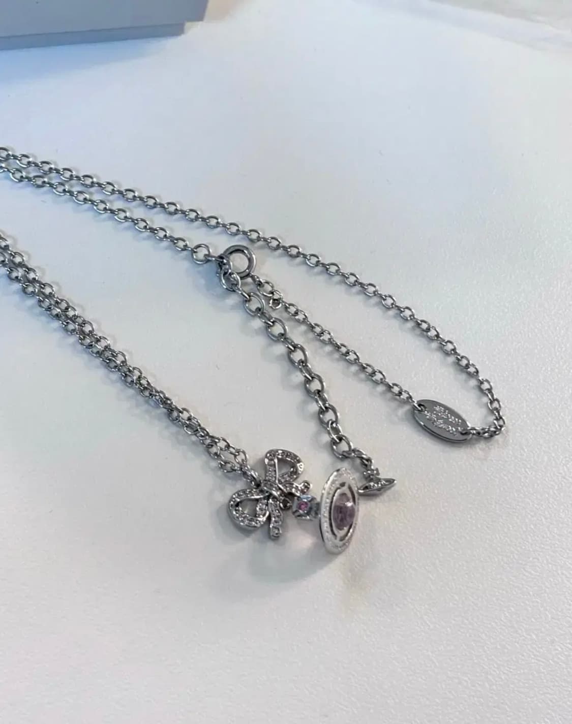 비비안웨스트우드 목걸이 옥타비에 리본 드롭 핑크 목걸이 빈티지 갸루 상품이미지2