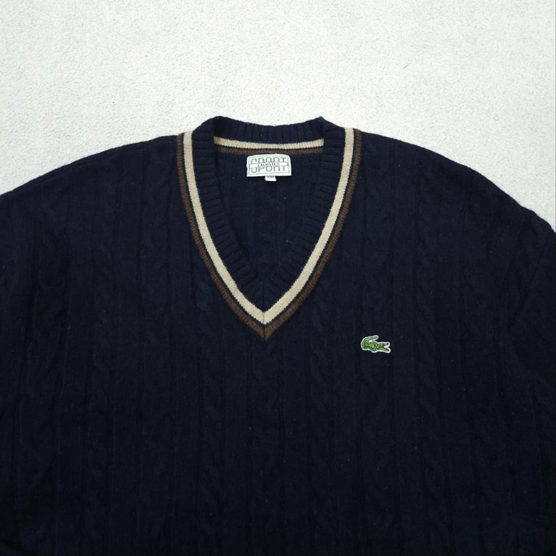 라코스테 브이넥 케이블 니트 100 상품이미지3