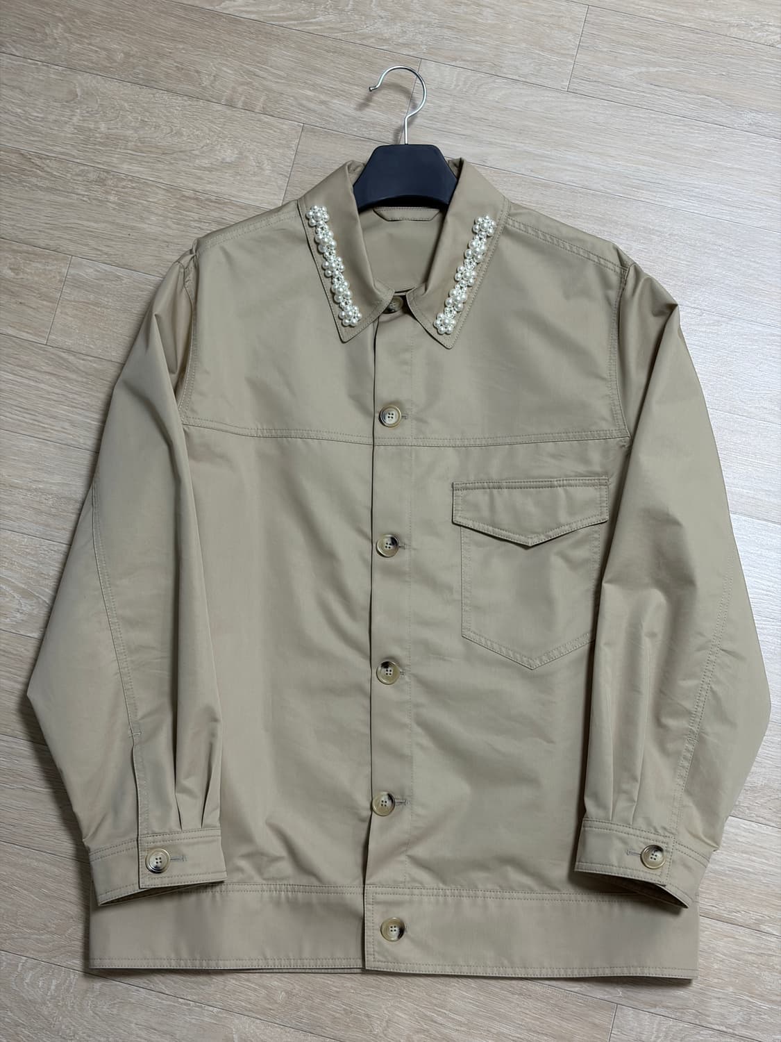 (유일매물) 시몬로샤 펄 디테일 워크자켓 하프 트렌치코트 상품이미지3