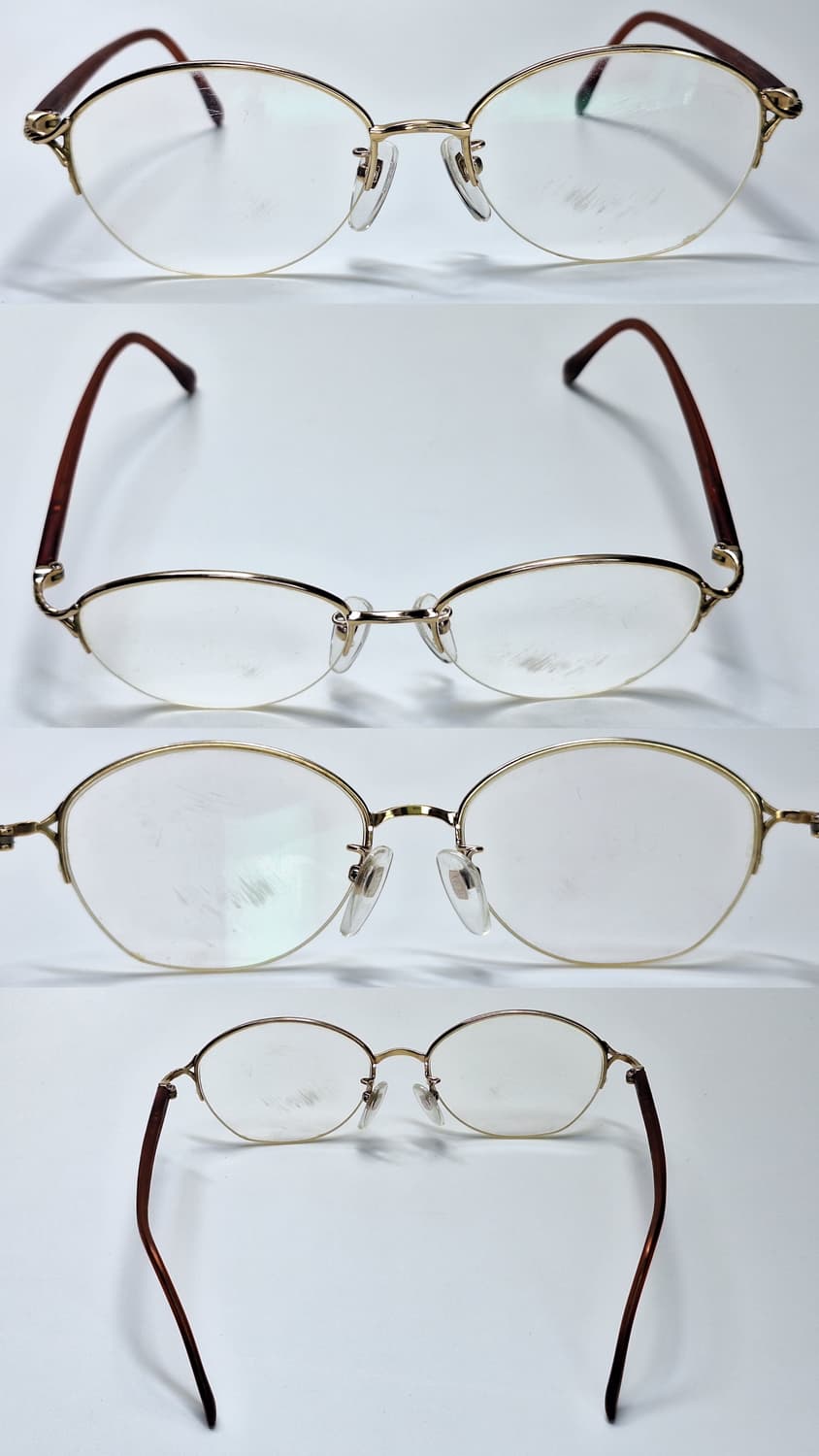 00s 일본 빈티지/버버리 475 골드 티타늄 반무테 안경테 클래식 상품이미지5