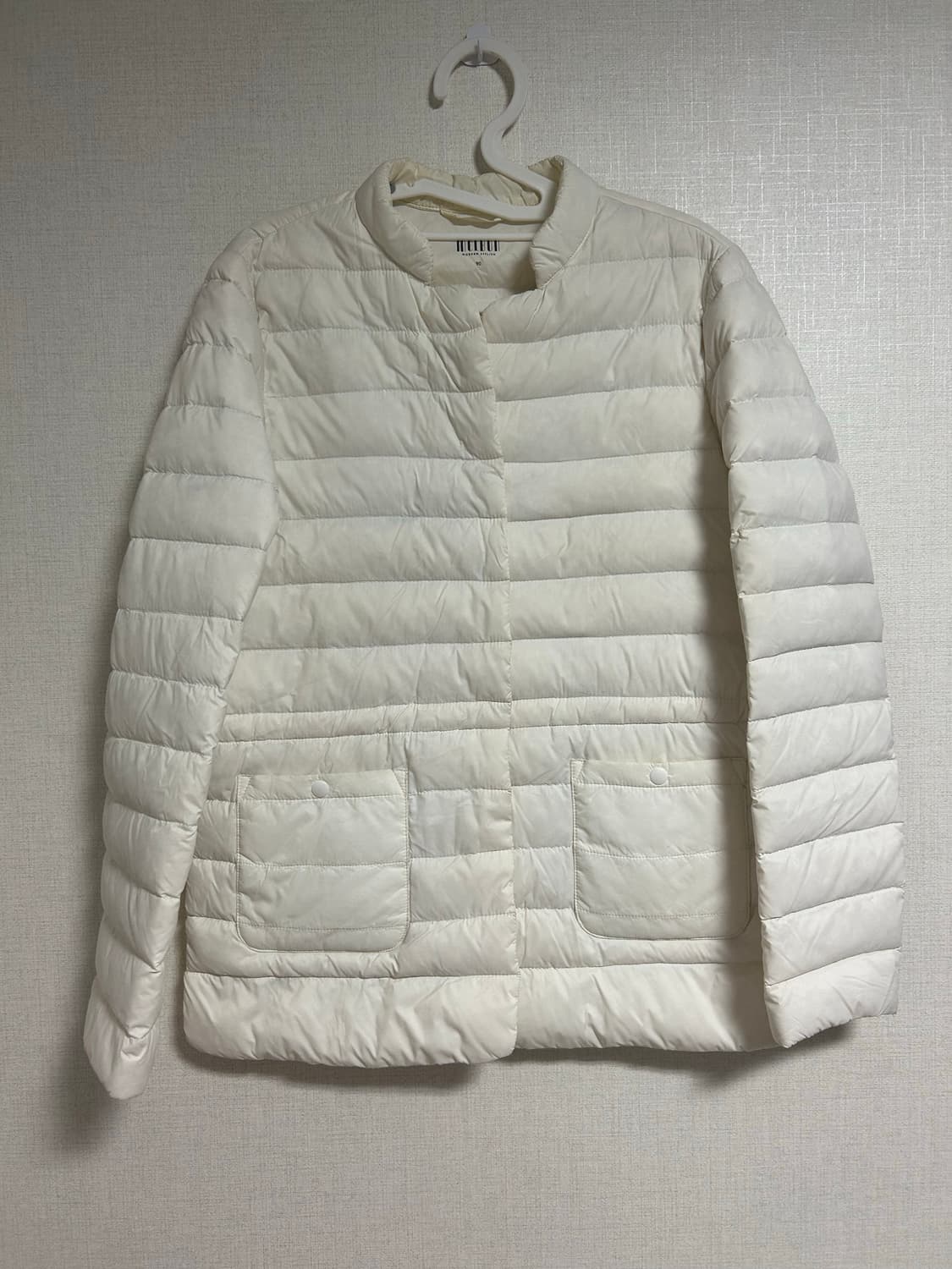 멜본 포켓 구스다운 경량패딩 아이보리 화이트 90 상품이미지3