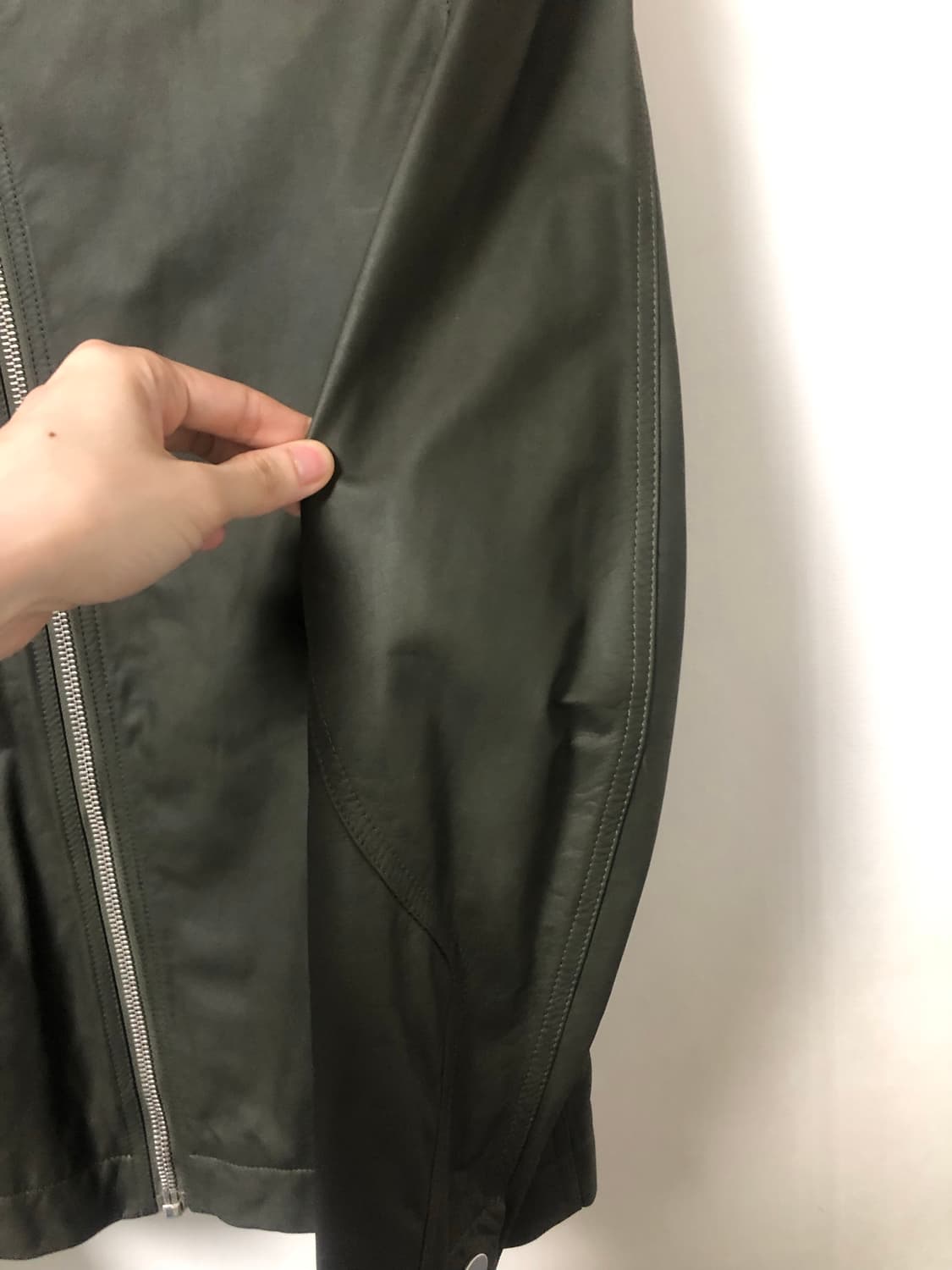 릭오웬스 16SS CYCLOPS 몰리노 레더자켓 카키 50 상품이미지6