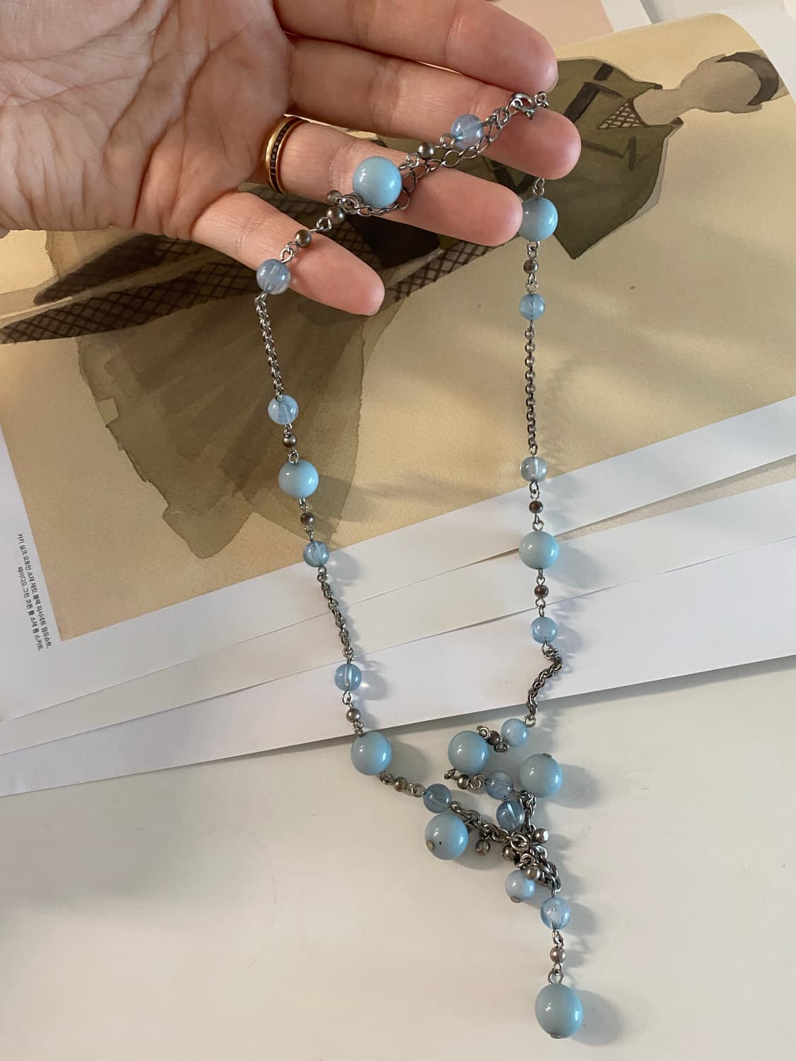 빈티지 파우더블루 구슬 목걸이 상품이미지7
