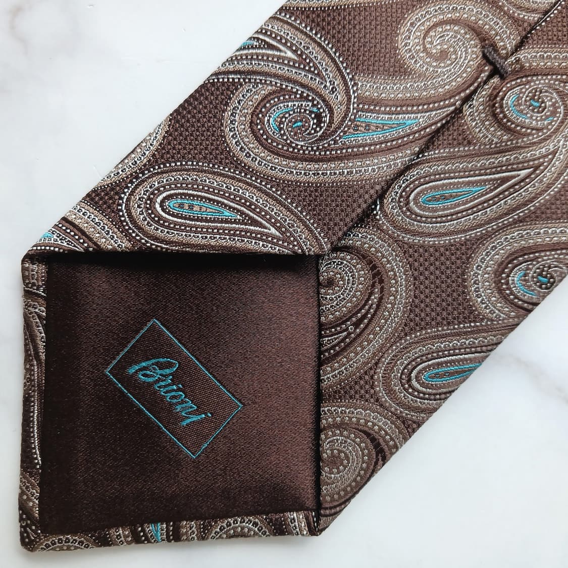 브리오니 실크 브라운 페이즐리 넥타이 9.2cm S~A+등급 e907 상품이미지8