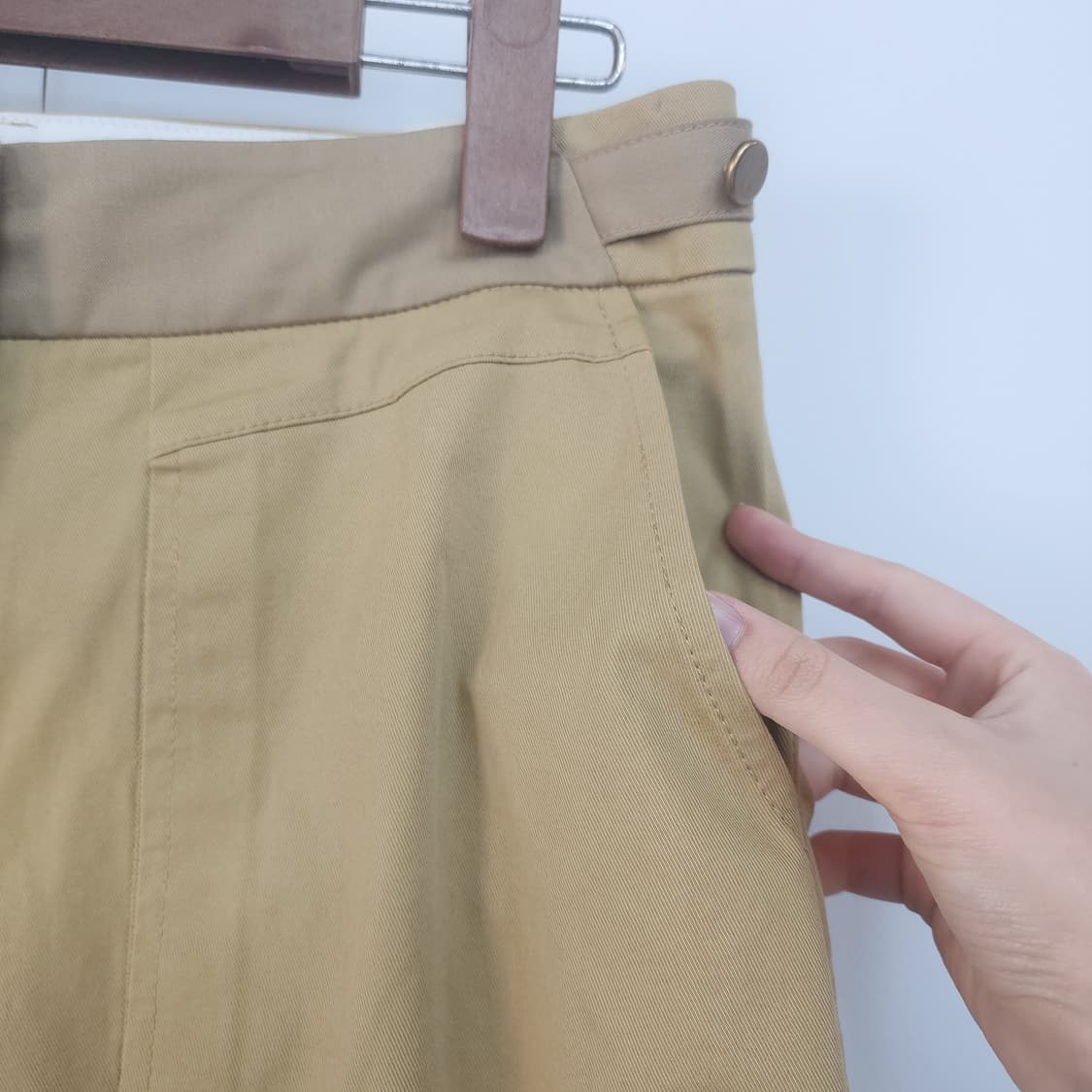 시스템 베이지색 면 캐주얼 바지 상품이미지4