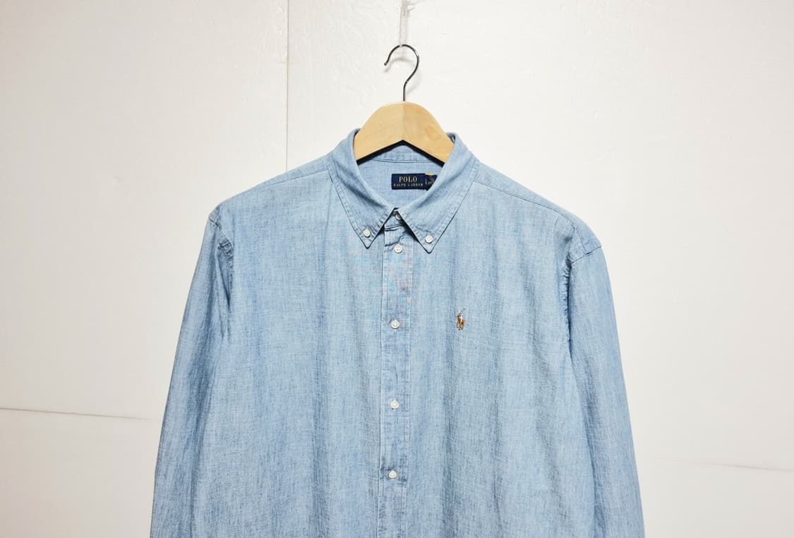 남성 여성 공용 2024 폴로 큐알 데님 청 긴팔 남방 셔츠 상품이미지1
