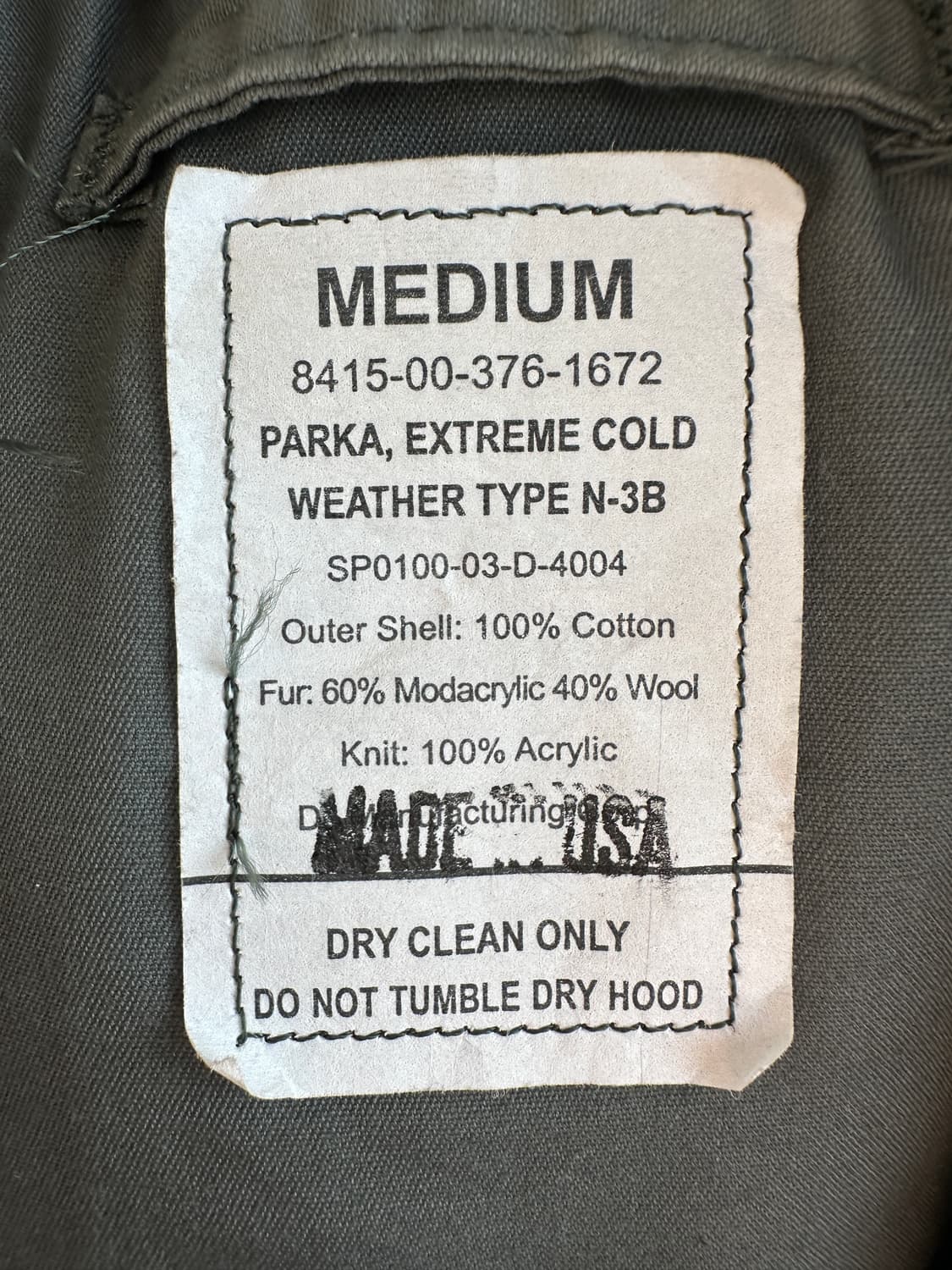 미군 오리지널 N3B파카 미디움 M 상품이미지9