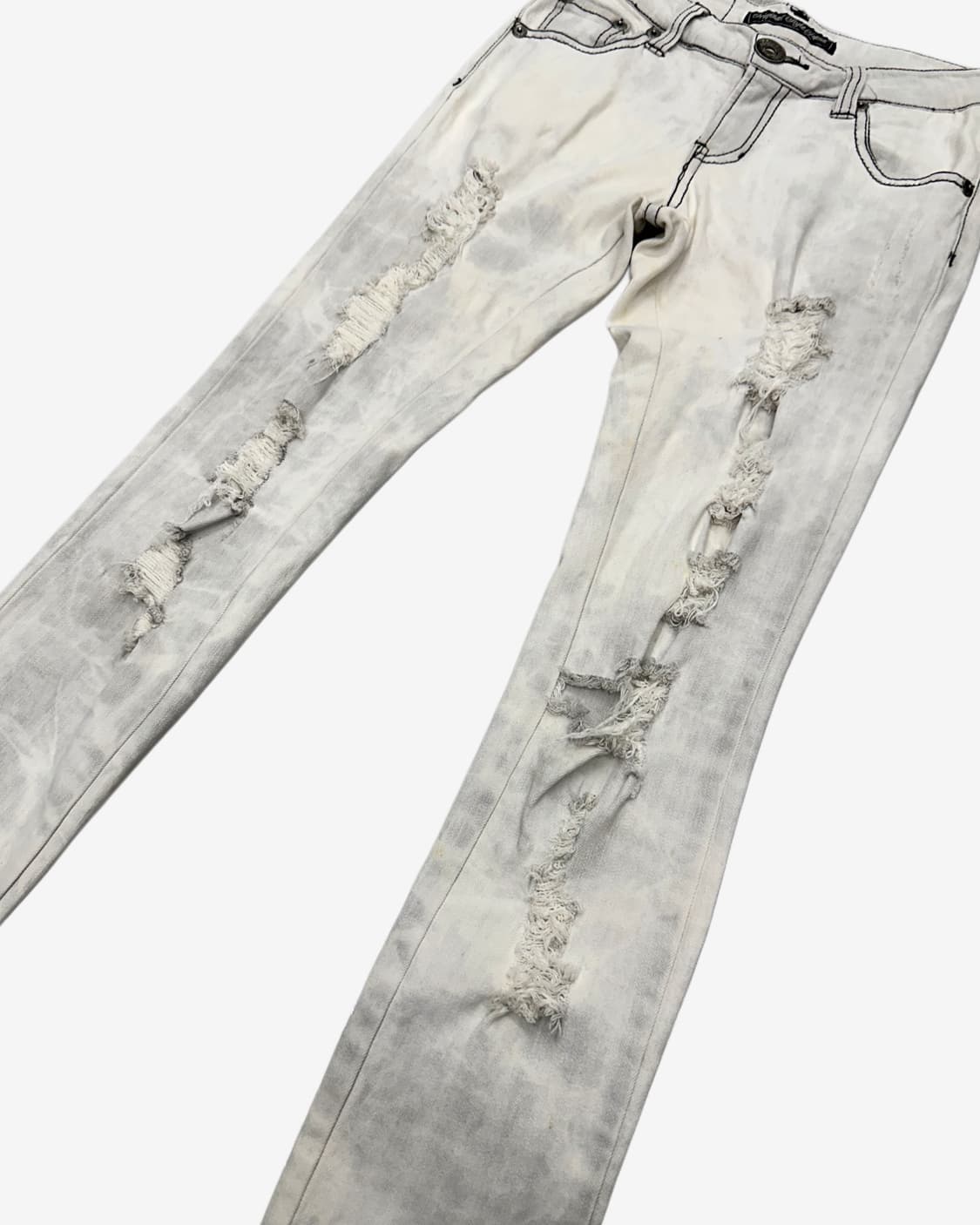 white fade distressed slim jean 상품이미지3