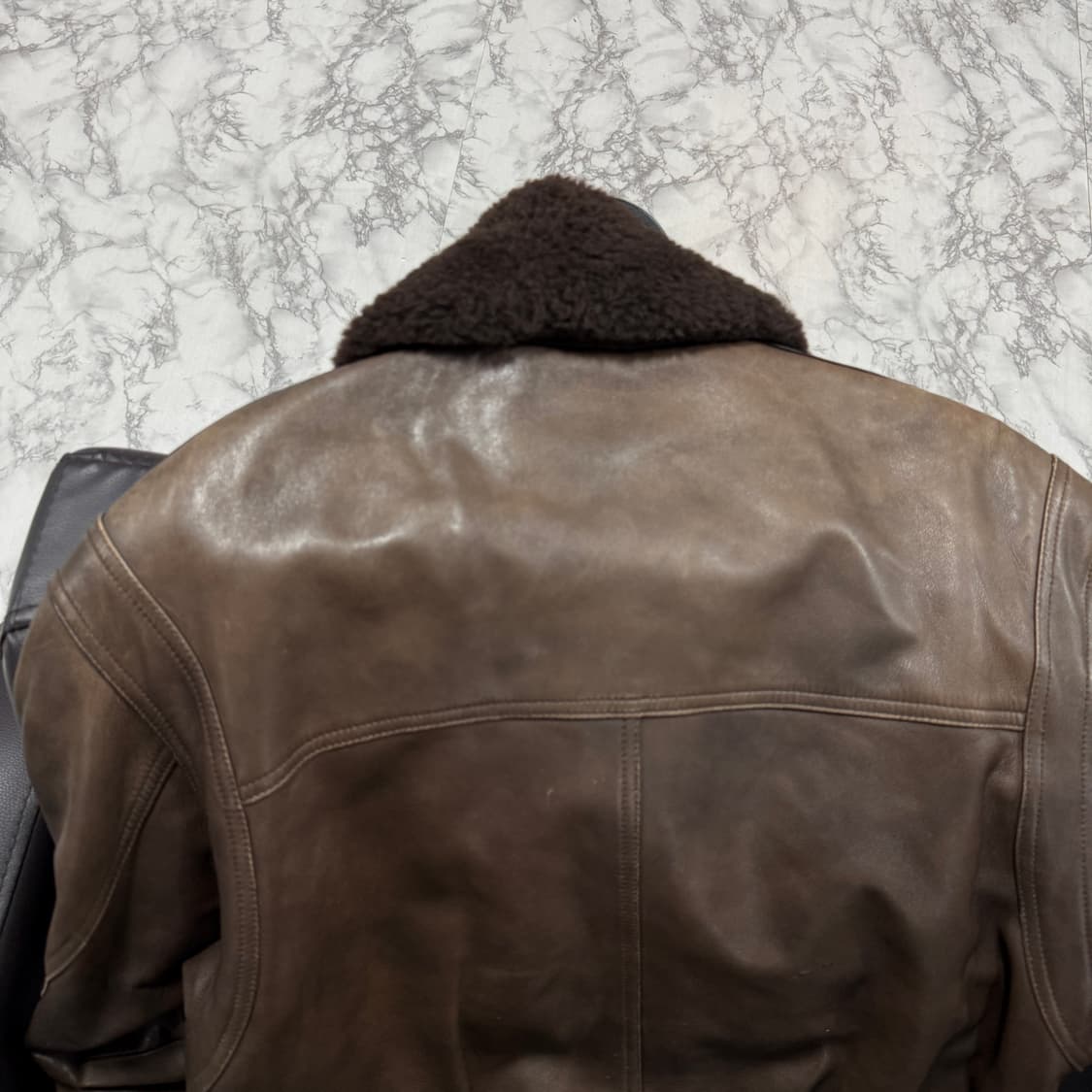 90s 퍼 카라 탈부착 100% 쉽스킨 양가죽 A2 봄버 자켓 상품이미지4