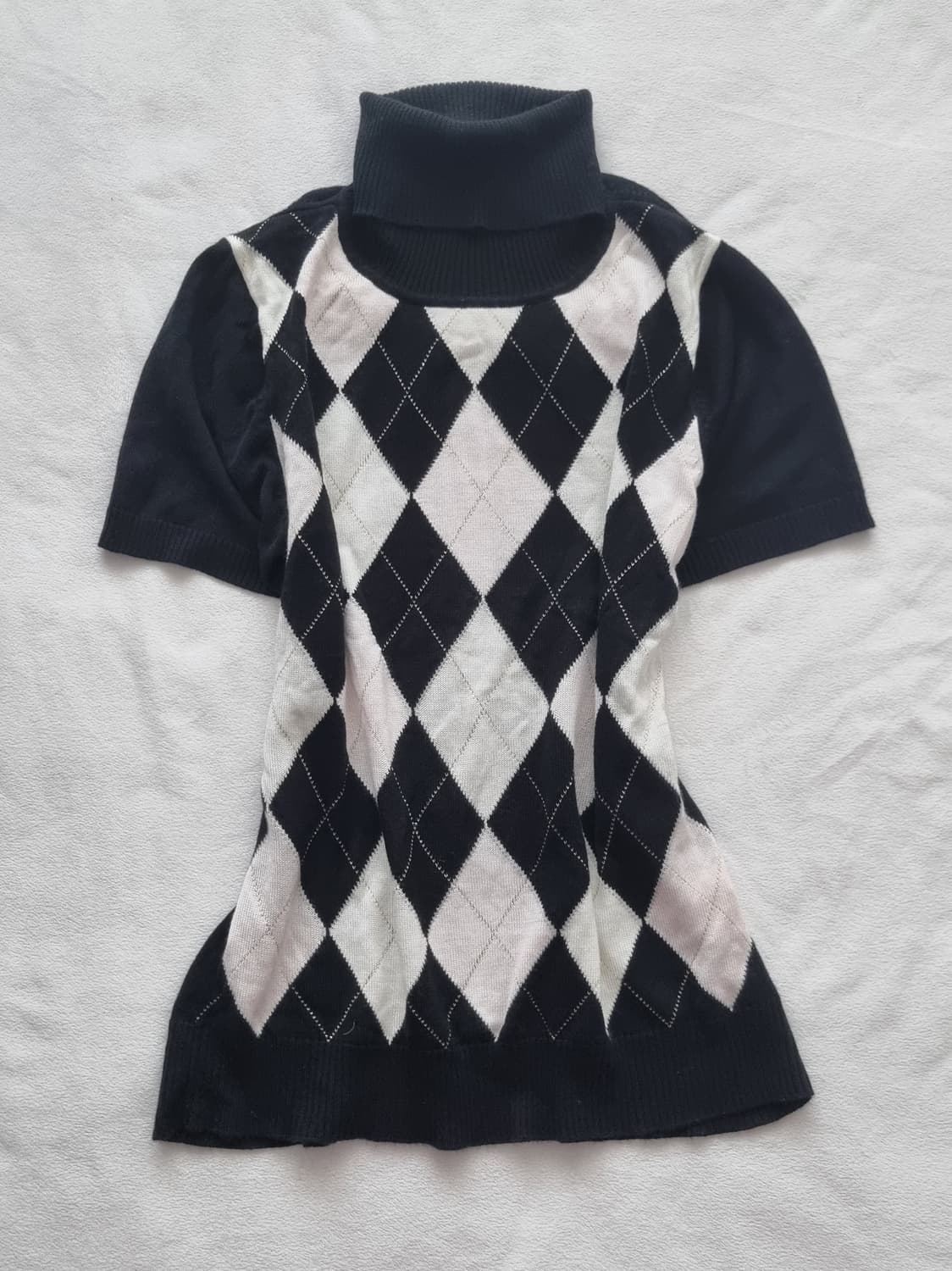 빈티지 모리걸 하구미 갸루 아가일 탑 상품이미지1