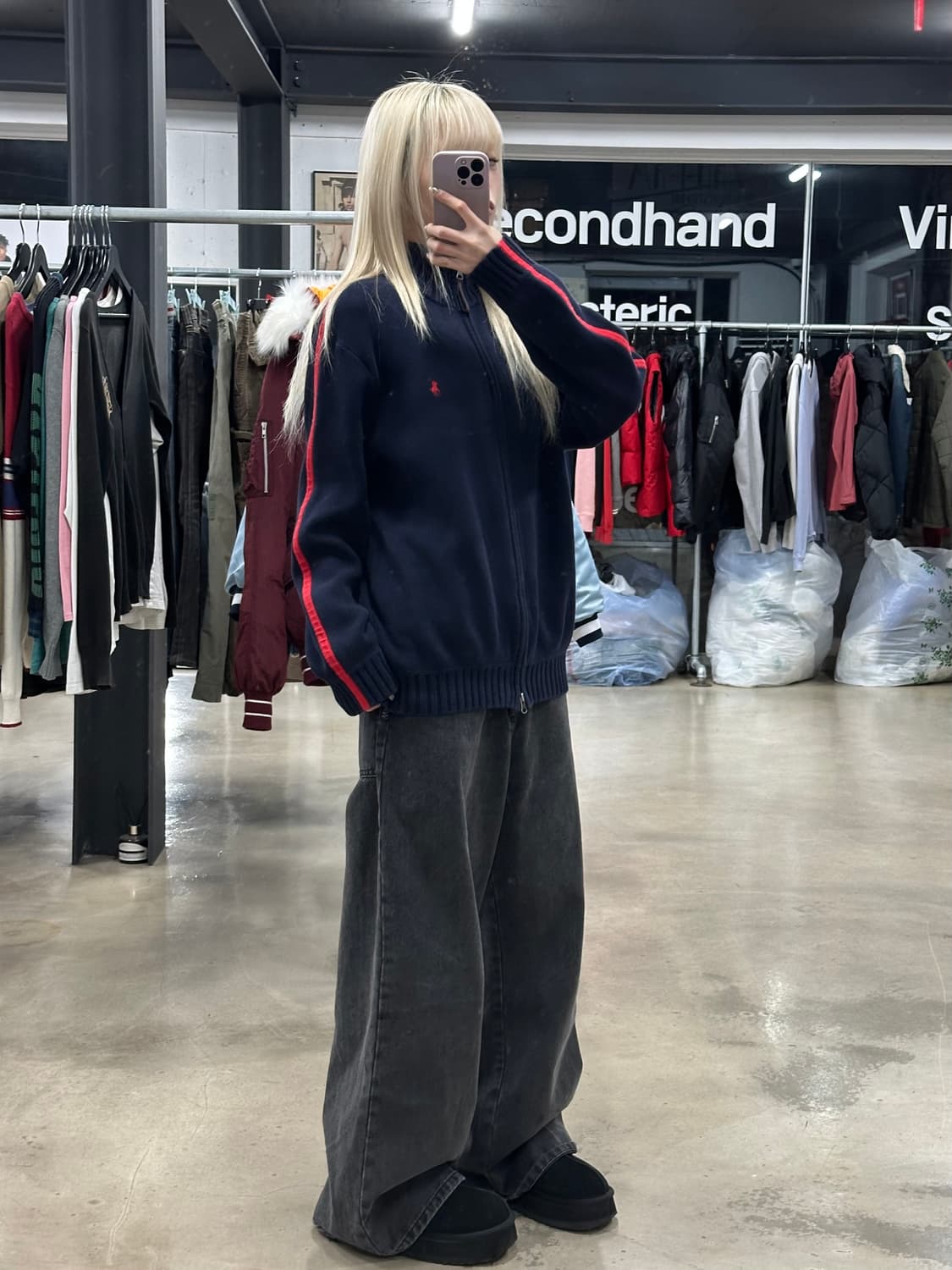 폴로 랄프로렌 네이비 니트 집업 상품이미지2