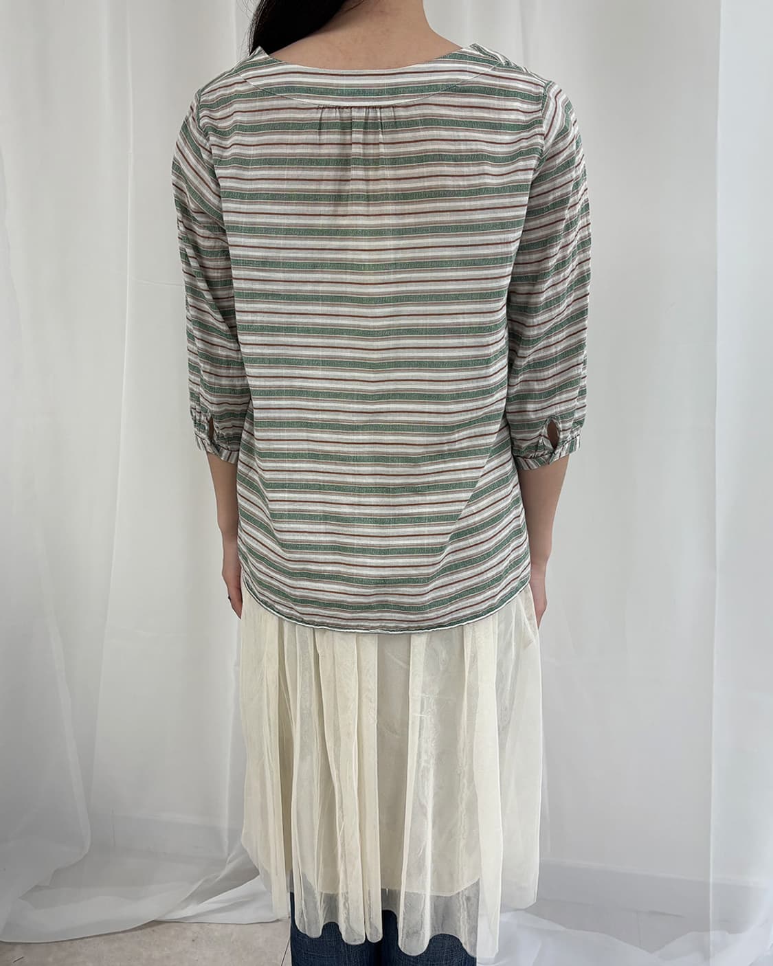 Golden Bear choco forest stripe blouse 상품이미지10