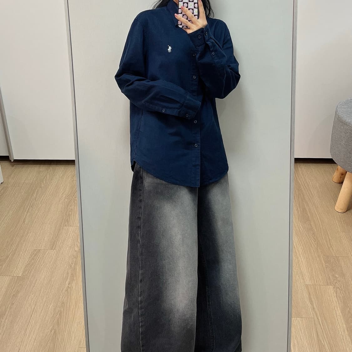 폴로 랄프로렌 자수포니 린넨 네이비 셔츠 남방 상품이미지1