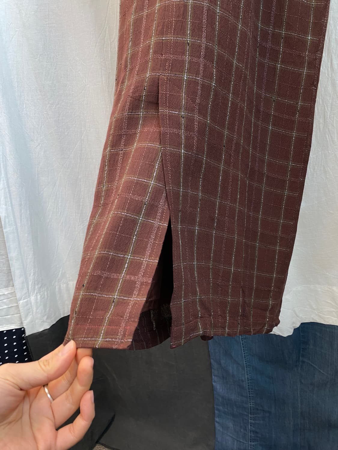 레드브라운 체크 원피스(M/미사용품) 상품이미지8