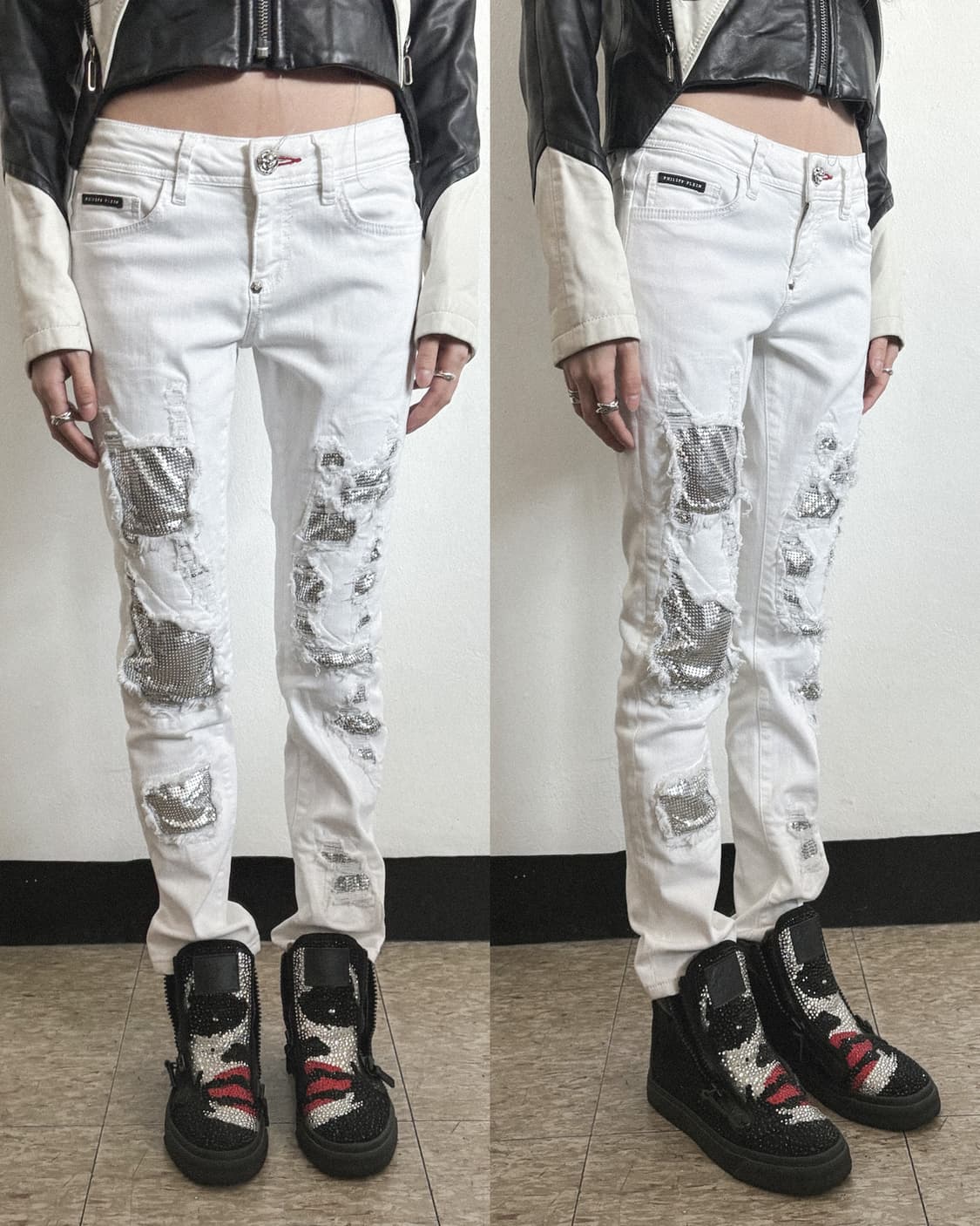 rare* 필립플레인 오피움 스터드 디스트로이드 바이커데님 상품이미지1