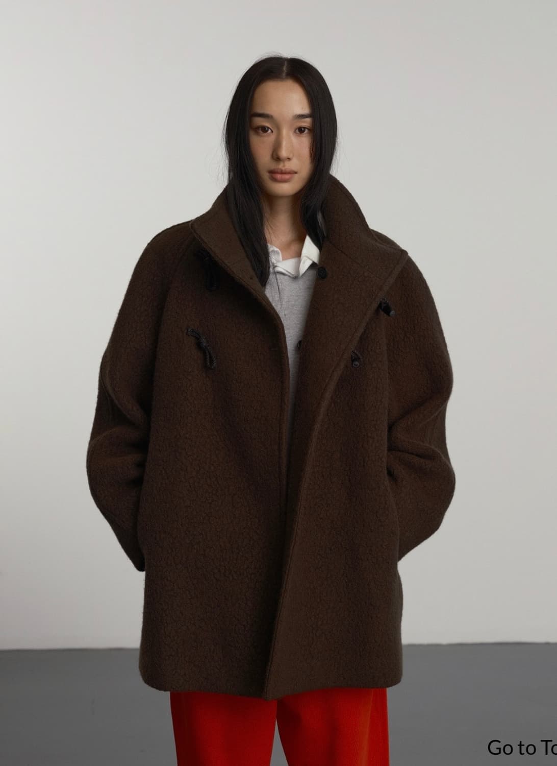 gbh apparel high neck toggle coat brown  상품이미지5