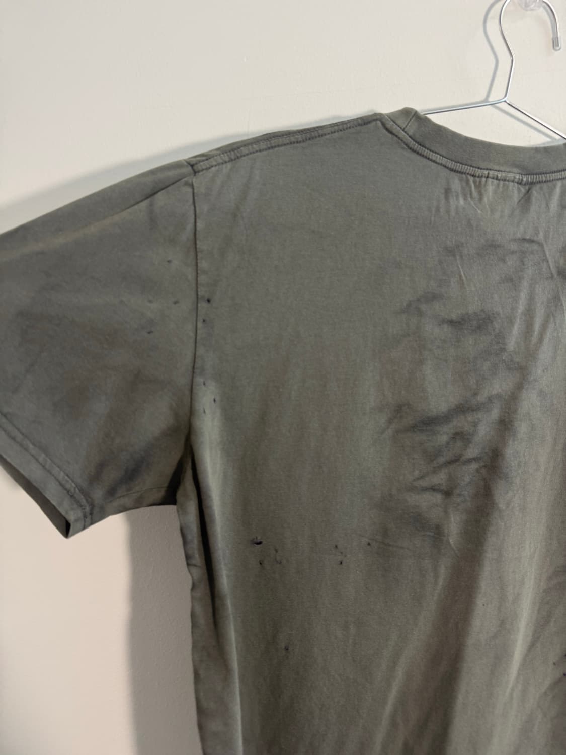 홍콩 빈티지 다스트레스드 데미지 카키 반팔  상품이미지6