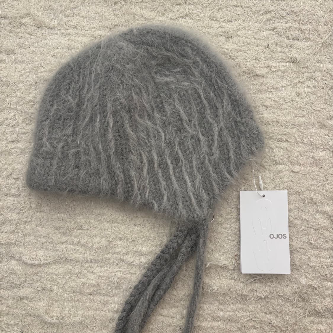 Ojos 오호스 더블 스트랩 앙고라 비니 그레이 상품이미지2
