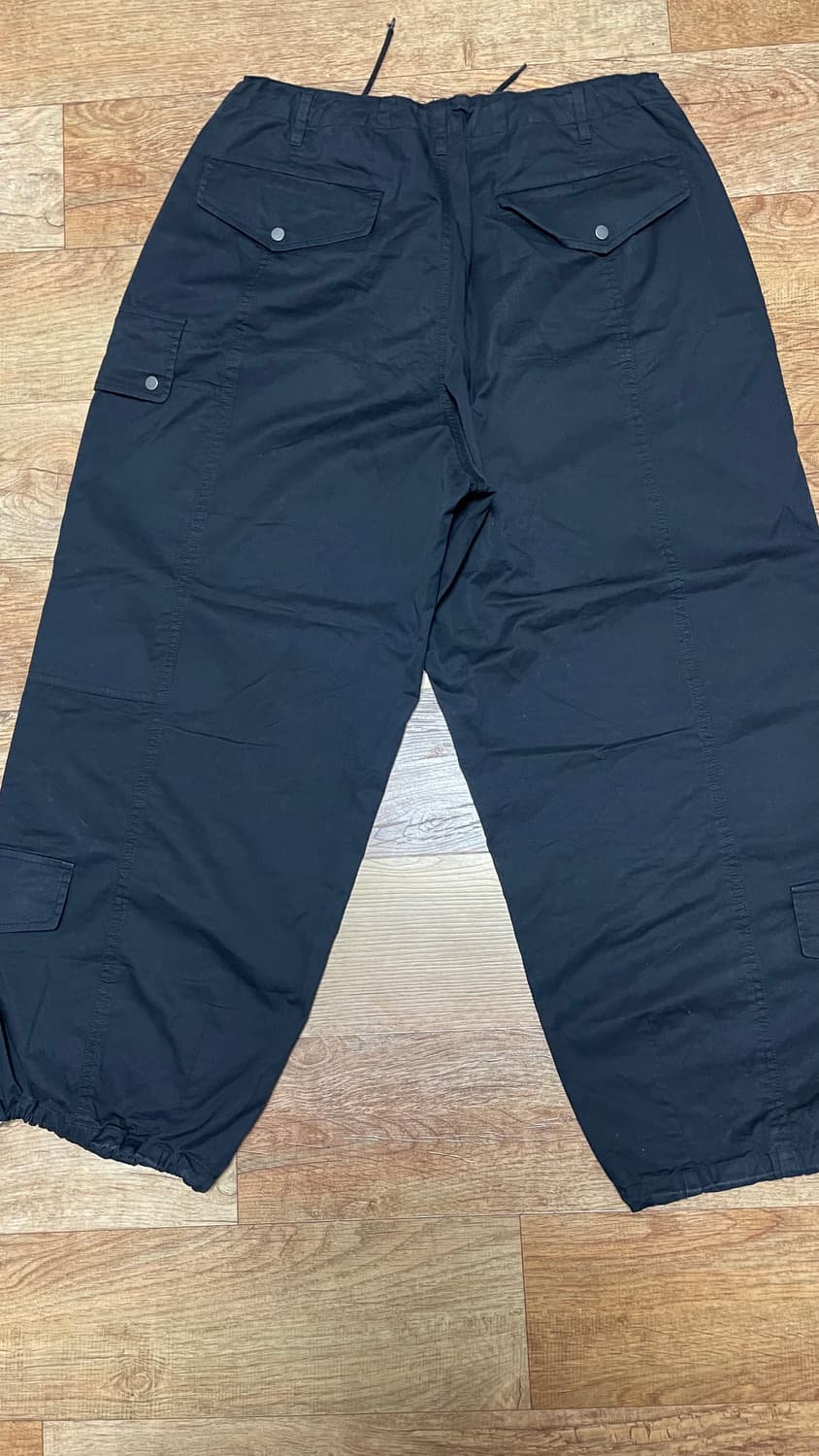 moin 블랙 멀티포켓 카고 스트랩 와이드 아메카지 카고팬츠 상품이미지2