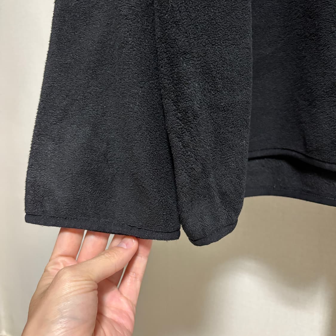 지유 반오픈 스냅 풀오버 플리스 / 블랙, XL 상품이미지5