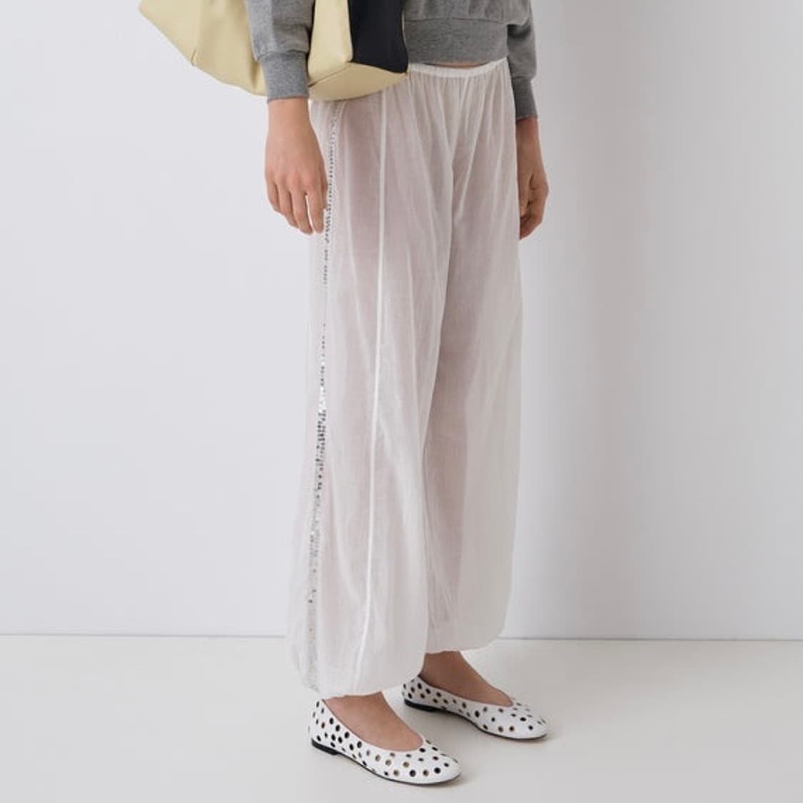 [S]기마구아스 Angel 스팽글 팬츠/화이트 상품이미지1