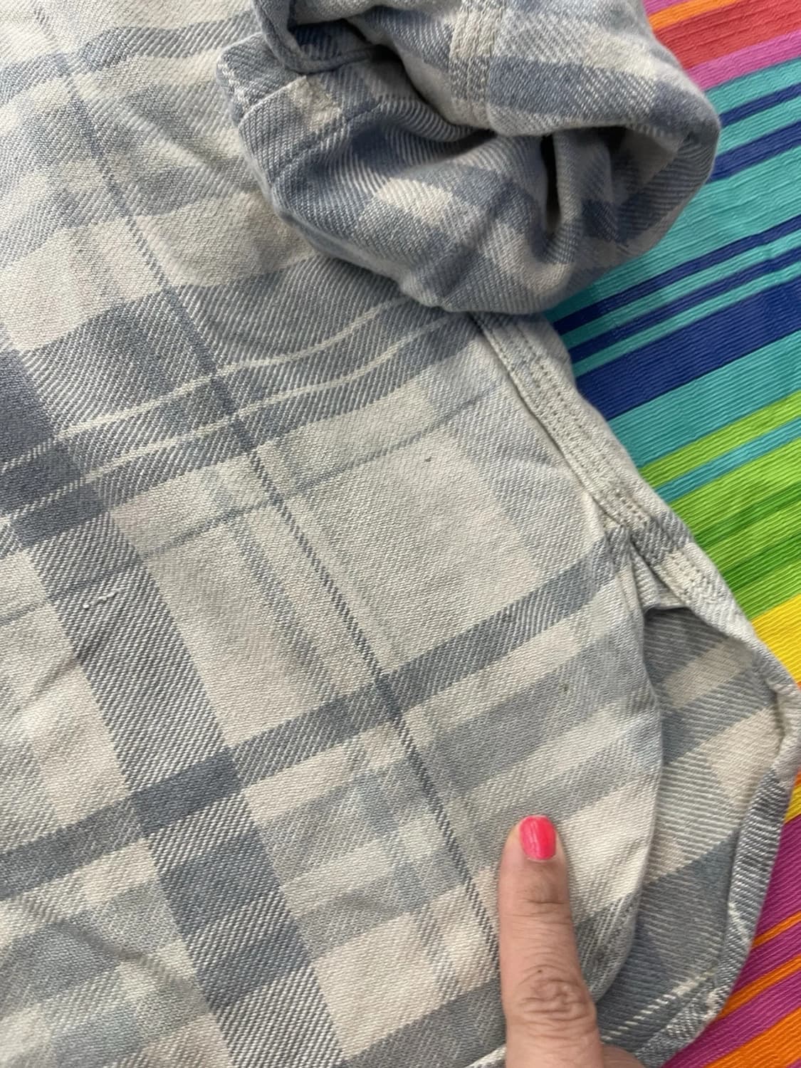 90s RRL 더블알엘 블루 그레이 플란넬 셔츠 상품이미지8