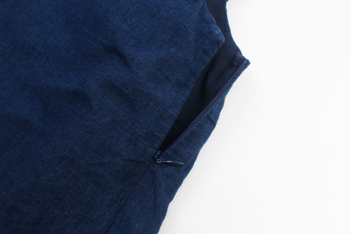 KBF  Indigo Linen Short Vest 상품이미지5