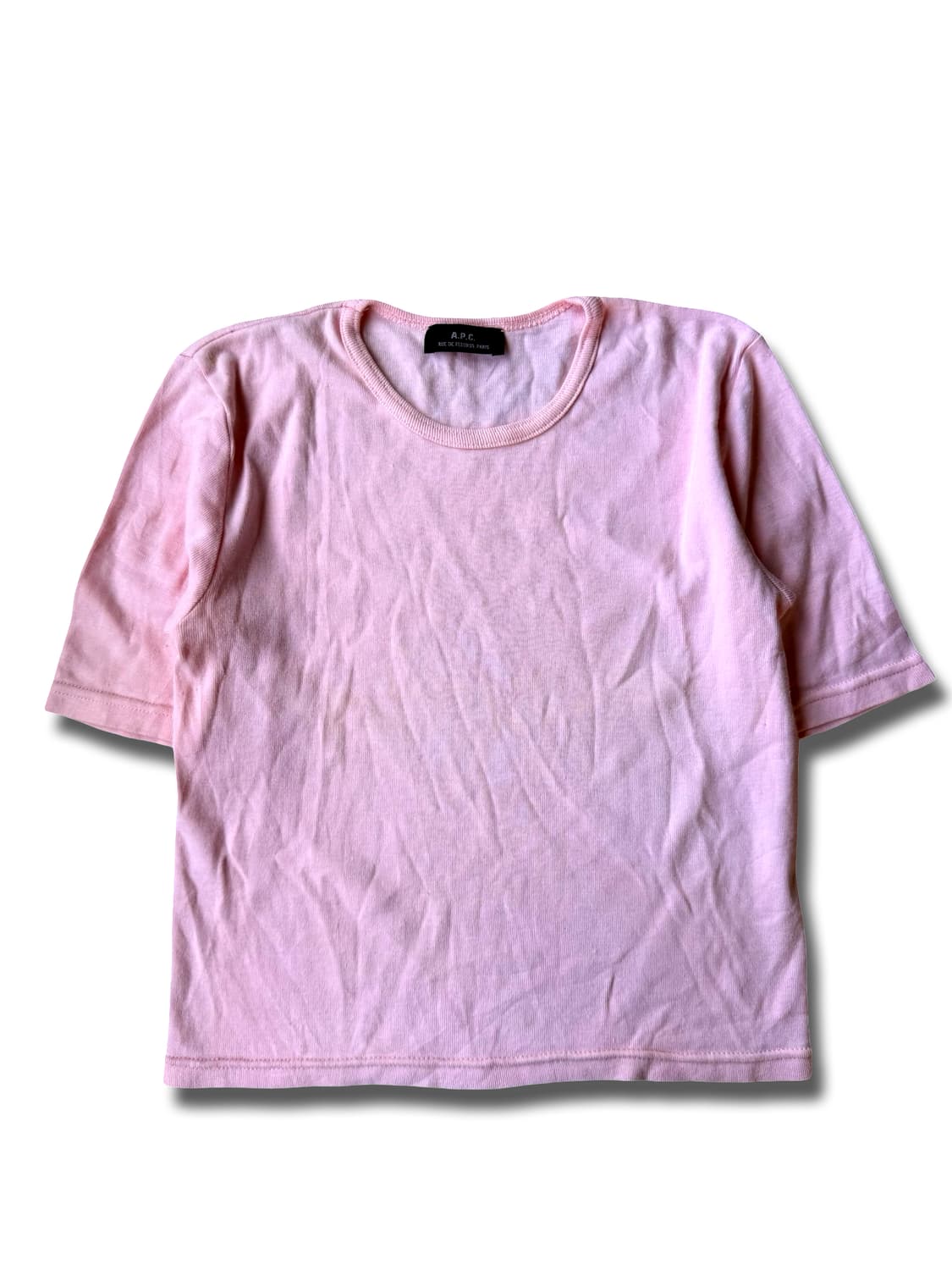 A.P.C. 핑크 골지 라운드넥 반팔 니트 탑 상품이미지1