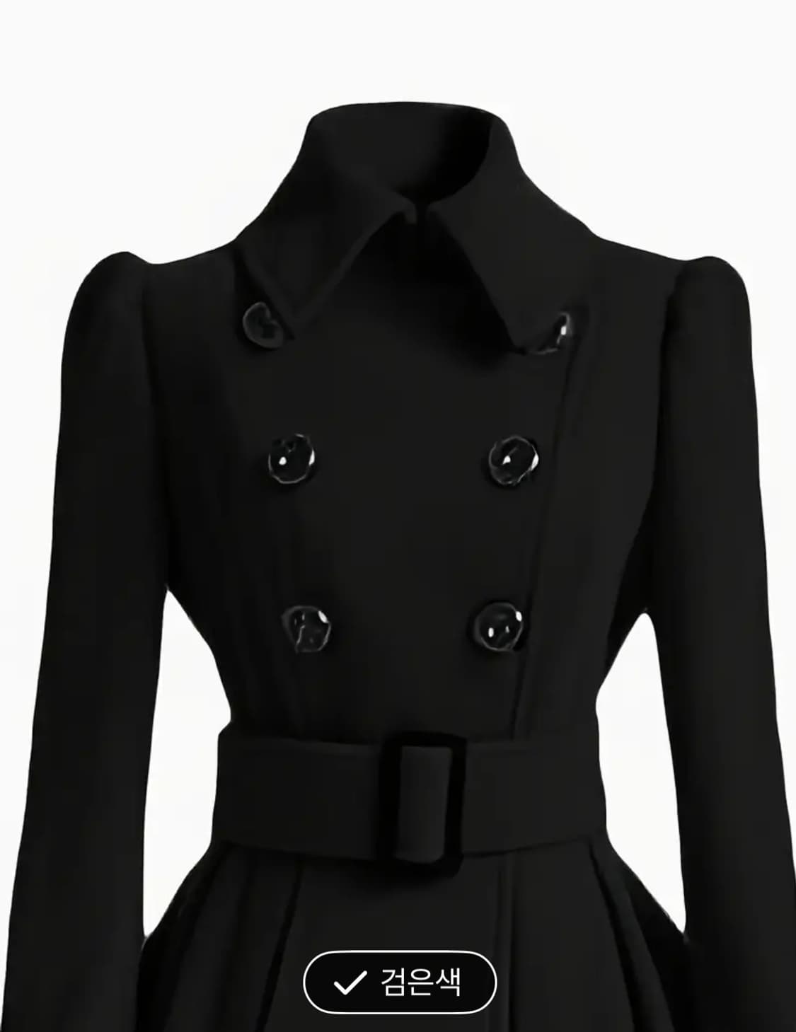 블랙 벨티드 플레어 코트 새상품 상품이미지3