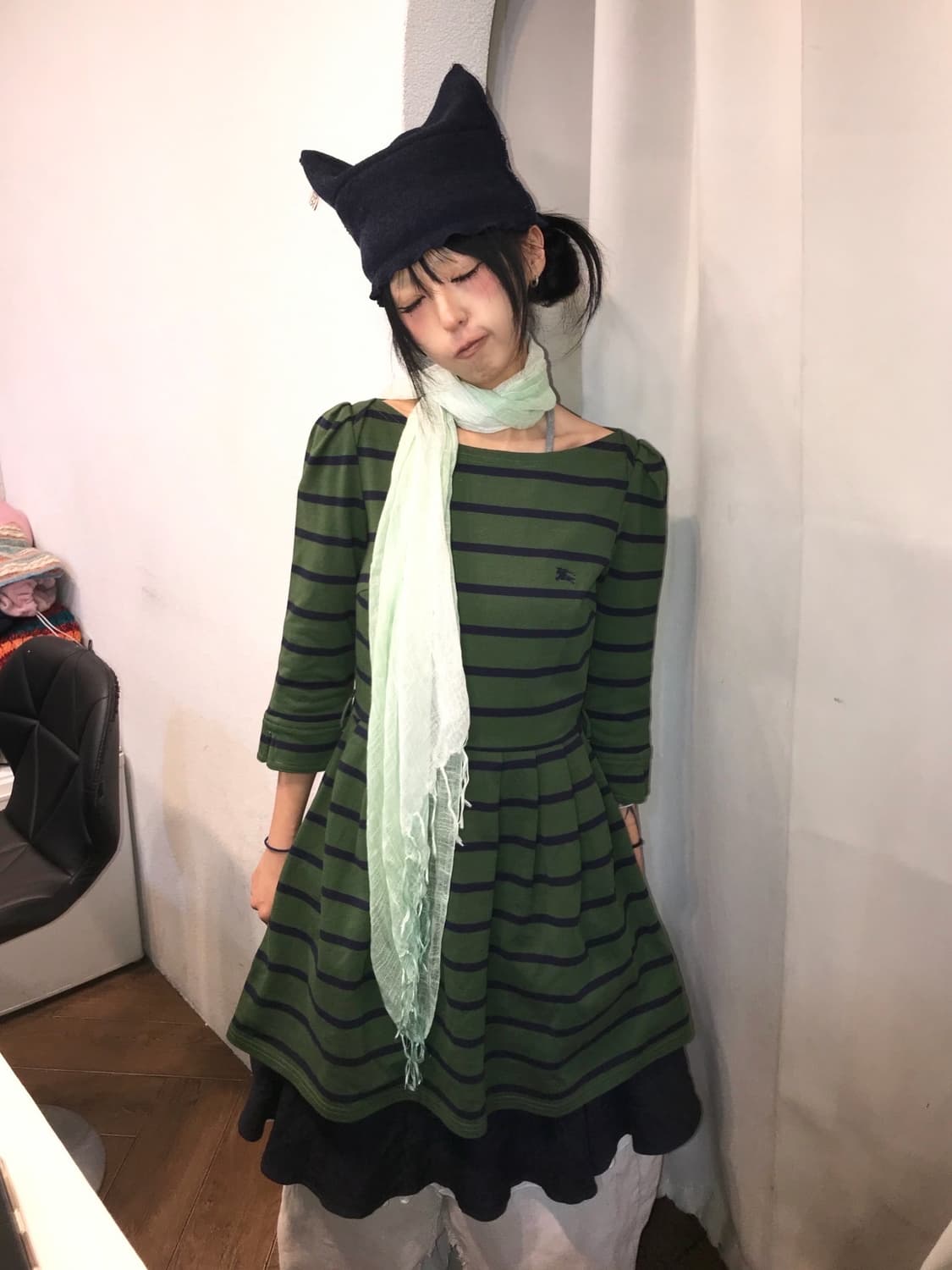 버버리 블루라벨 스트라이프 그린 원피스 ( 원픽 ) 상품이미지2