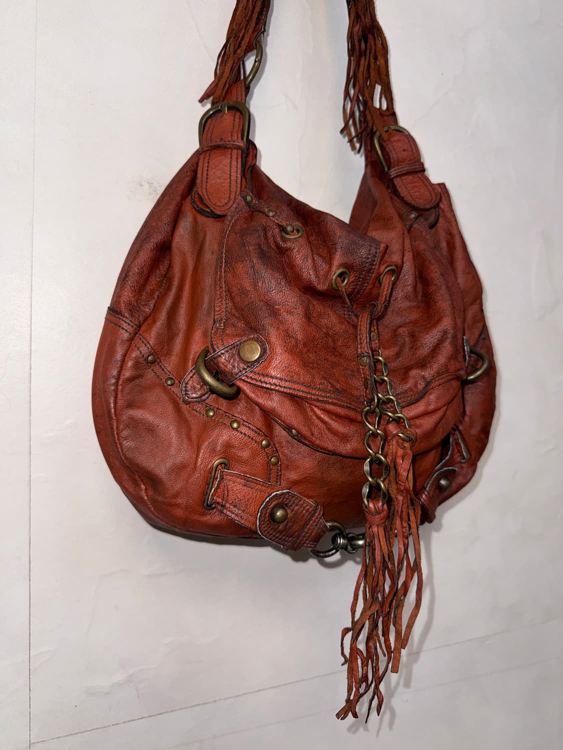 TANKUS brick brown cowhide buckled 숄더백 상품이미지3