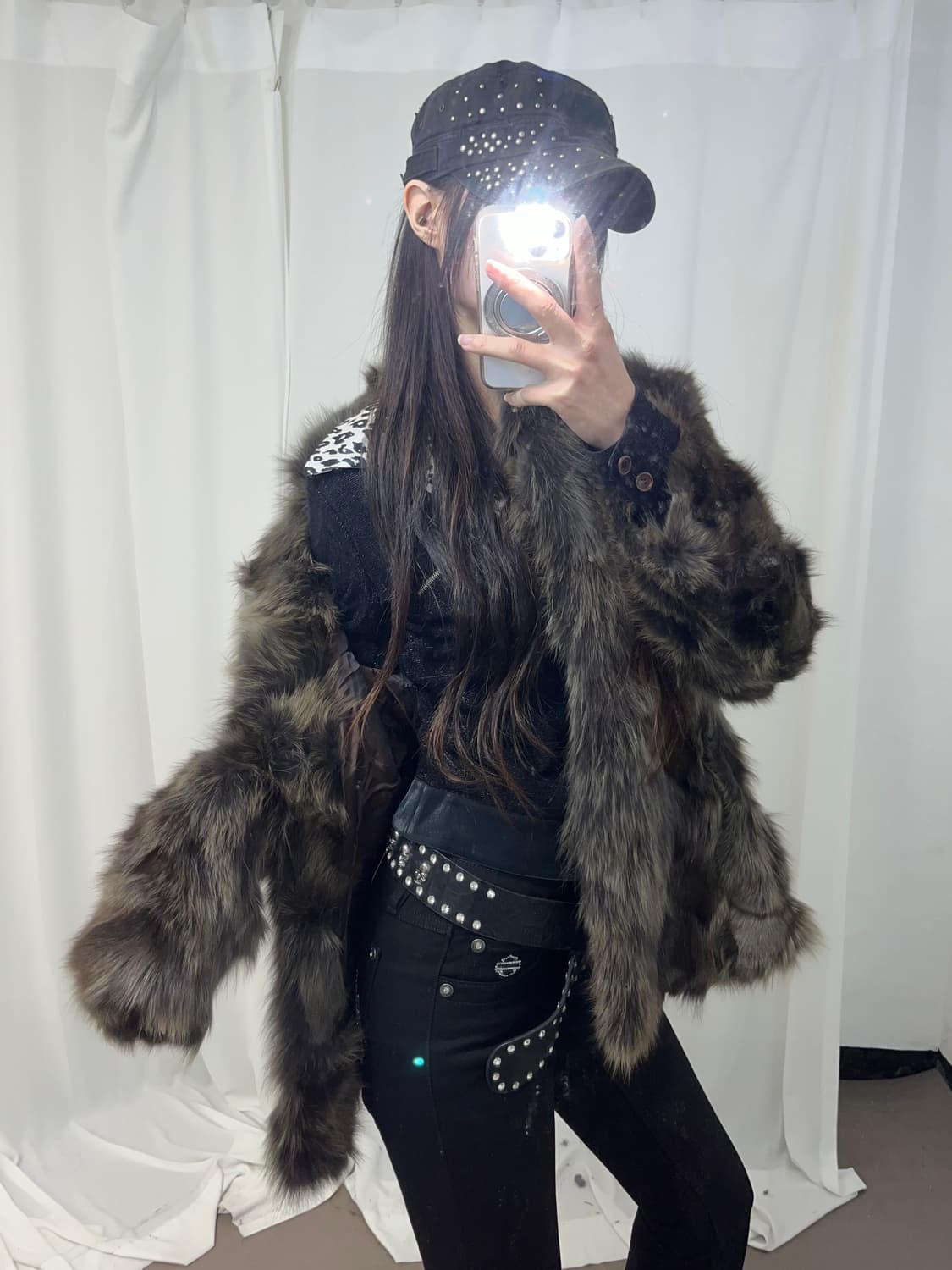 다크브라운 폭스퍼 자켓 상품이미지1