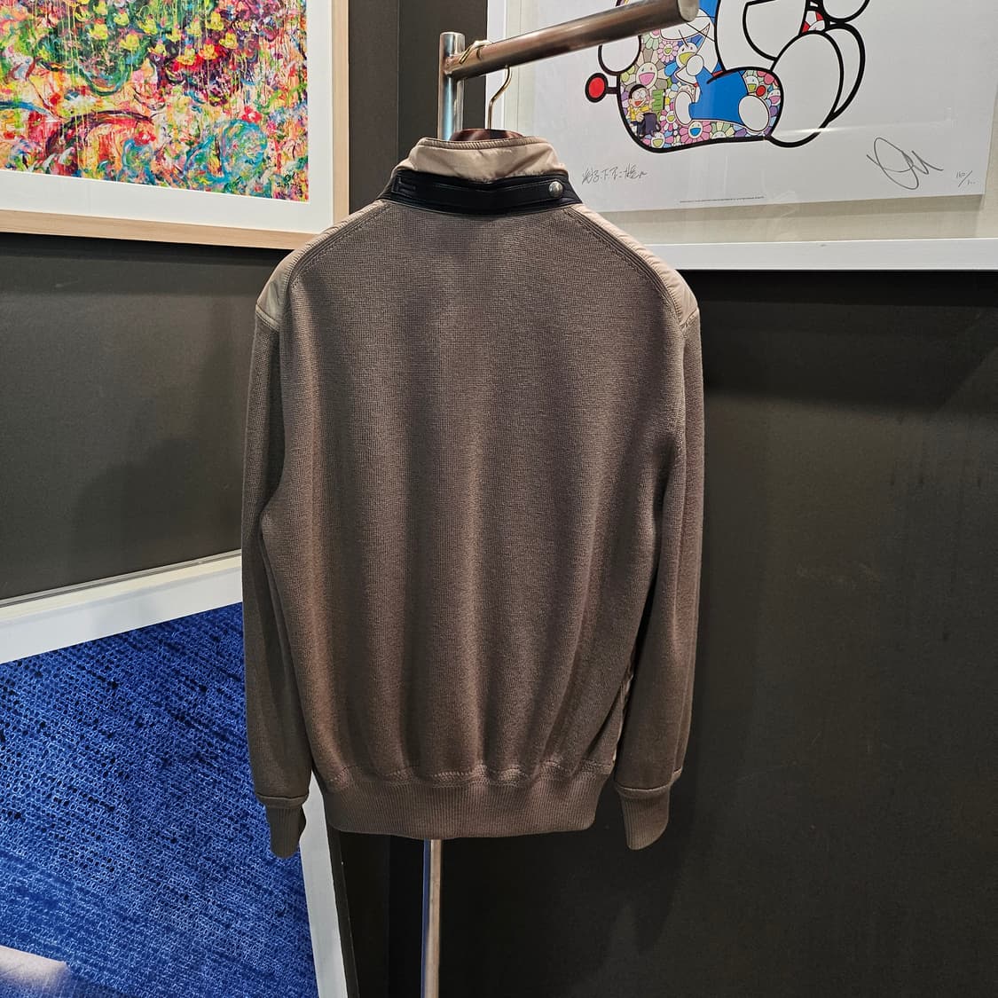 톰포드 나일론 레더 ZIP/트리밍 봄버 니트 자켓 상품이미지3