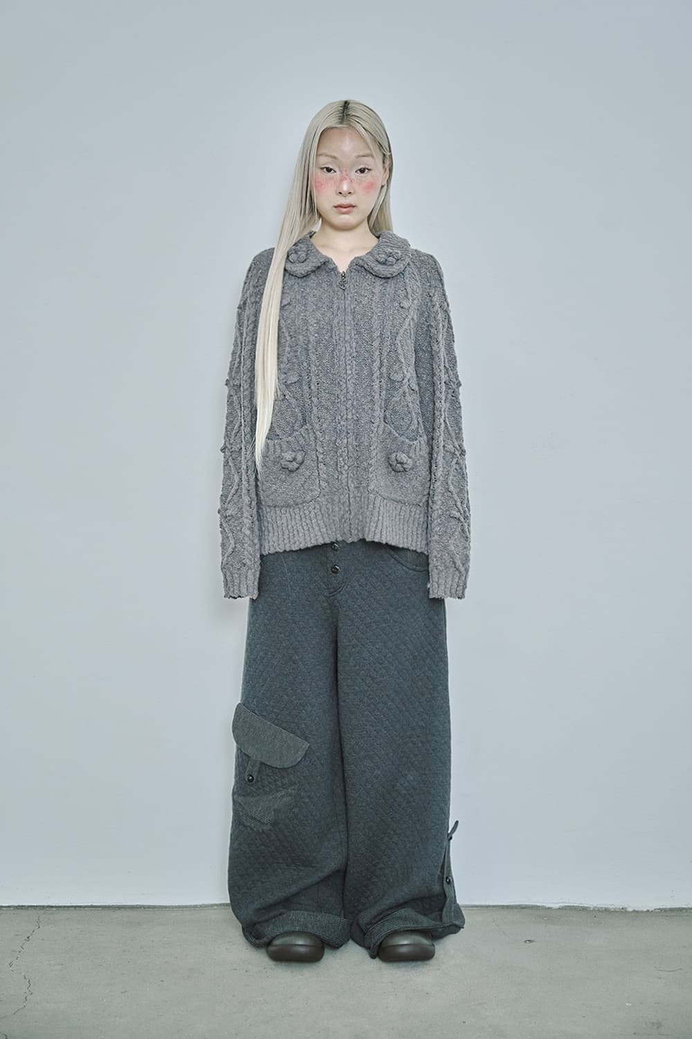 허그유어스킨 팝콘 니트 집업 상품이미지5