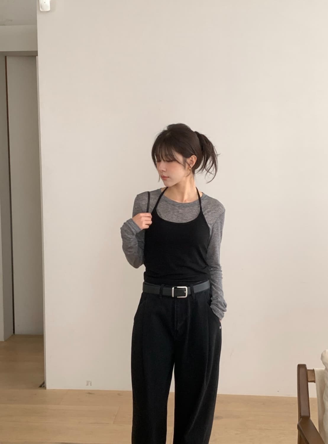 (새상품)미엘 104 핀턱 와이드 데님 s 상품이미지6