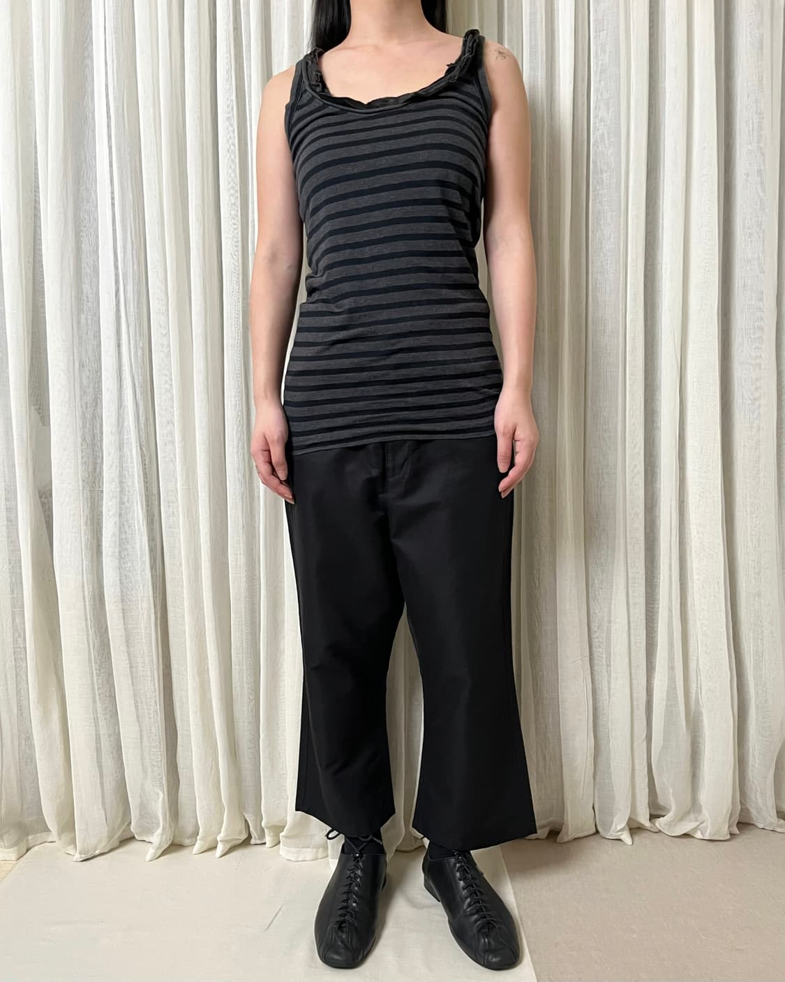 사카이 스트라이프 큐프라넥 슬리브리스 sacai 탱크탑 상품이미지9
