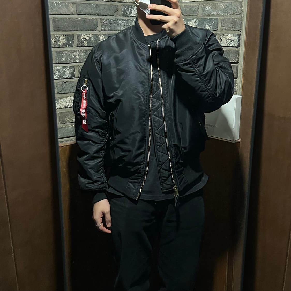 M) 알파인더스트리 MA-1 마원 항공점퍼 블랙 레귤러핏 상품이미지8