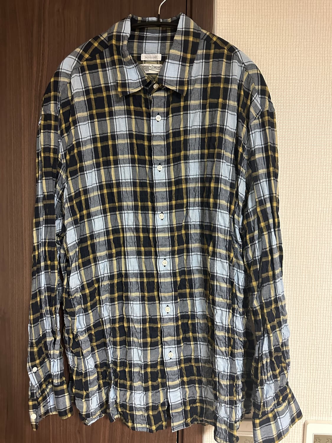 우드비 링클 워시드 체크 셔츠 블루 1 사이즈 상품이미지2