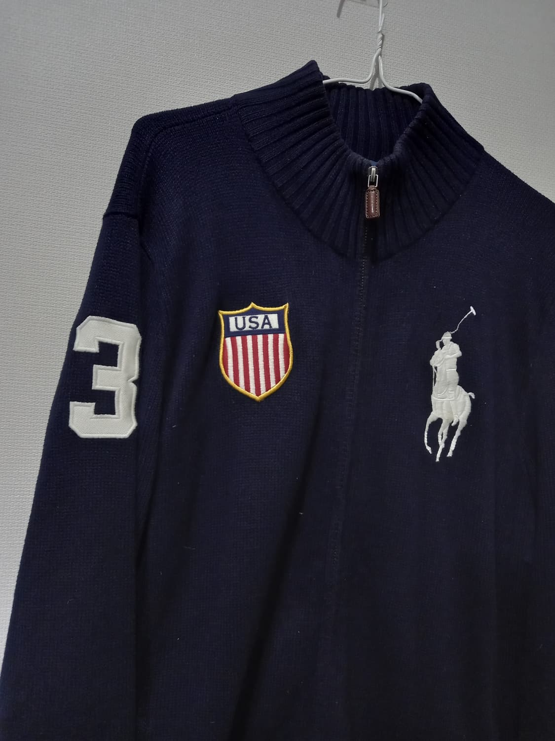 폴로 POLO 빅포니 성조기 USA 미국 니트집업 95/M 상품이미지2