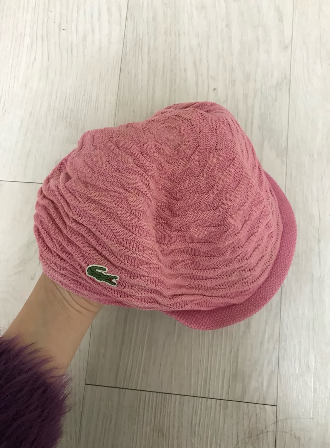 라코스테 연분홍(핑크) 니트 헌팅캡 빵모자 상품이미지1